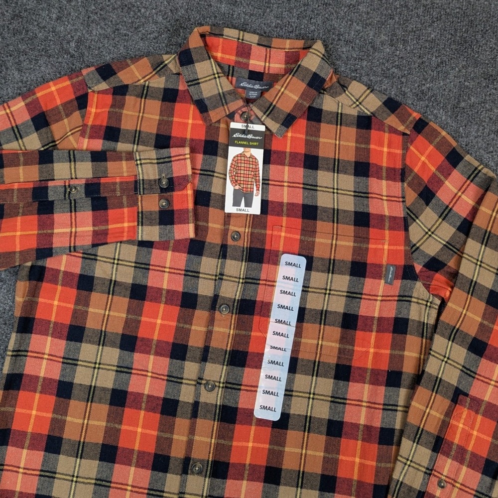 Eddie Bauer Men Outdoor Casual Flannel Shirt Small Bittersweet Harvest Plaid NWT
